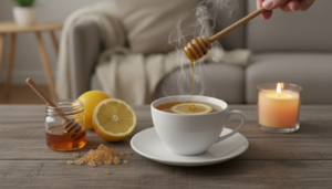 Grüner Tee mit Honig und Zitrone